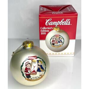 Campbells Turn Of Millennium GLASS BALL ORNAMENT Collectors Edition 1999 Y2K Box